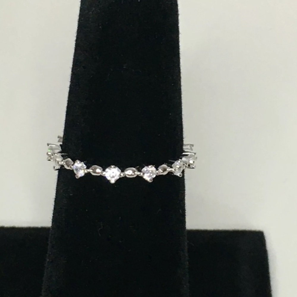 Sterling Silver Eternity Stacking Ring Black CZ 10